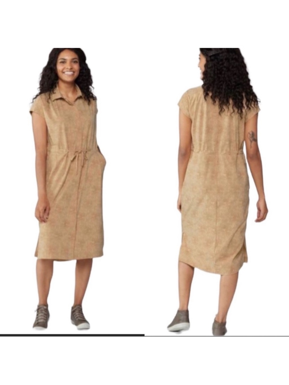 REI CO-OP Sun Up Shirt Dress tan midi size M